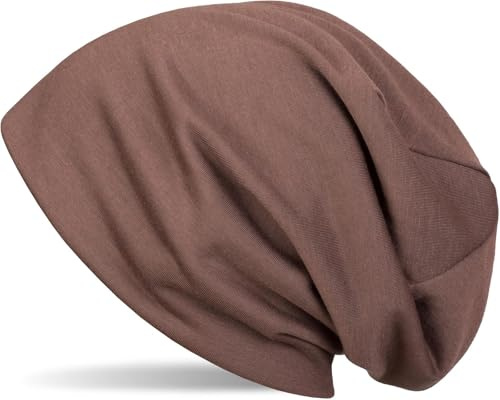 styleBREAKER Unisex Slouch Beanie i bomullsmix,Brun