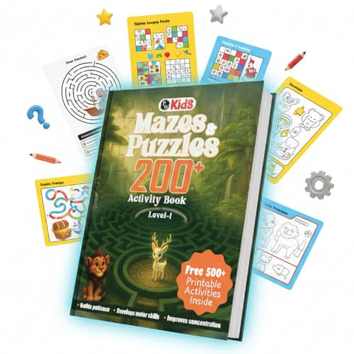 200+ Mazes & Puzzles Activity Book for Kids 3-7 Years | Free 500+ Printable Activities & Parenting Tips | Fun challenging Picture Puzzles Boost ... Problem Solving | Brain Boosters for Kids