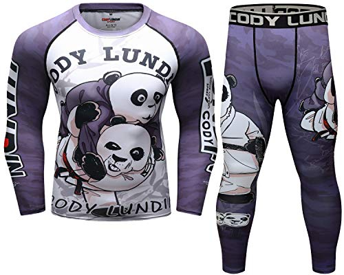 Cody Lundin Kompressionsset herr långärmad kompressionströja och byxor topp långärmad sport tight baslager snabbtorkande fitnessdräkt för män, Stil R, L