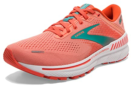 Brooks Damen Adrenaline Gts 22 Laufschuh, Orange Coral Latigo Bay White, 40.5 EU Schmal