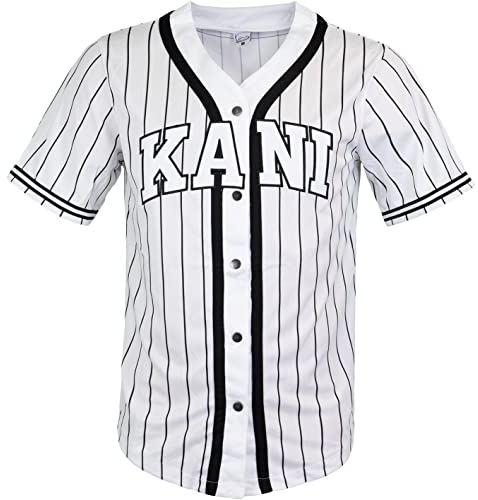 Karl Kani Serif Pinstripe Baseball Jersey Trikot (DE/NL/SE/PL, Alphanumerisch, M, Regular, Regular, White)