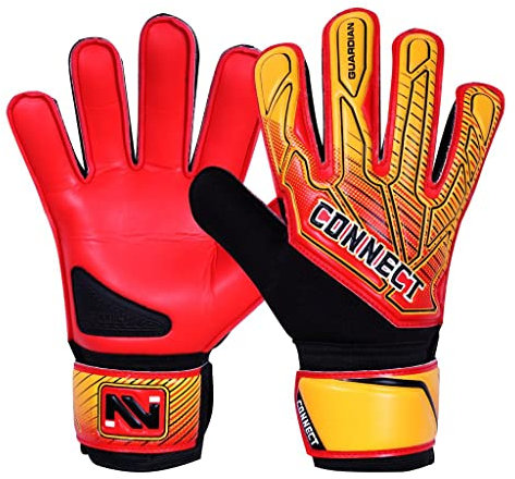CONNECT Kinder-Fußball-Torwarthandschuhe mit Super Grip Latex-Torwarthandschuhe Kinder, Jungen & Mädchen, Junior, Fußball-Torwarthandschuhe, für Training (Red, 6)