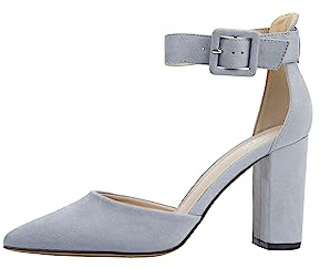Rio Fiore Scarpe con Tacco, Décolleté Donna, Blu, 8.5 cm, Tessile, Tacco Largo, Cinturino alla Caviglia, 2062A-9-J-9 (Blue, 39 EU)