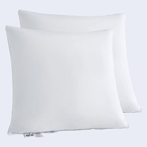 Homyrium Daunenkissen 80x80 2er Set Federkissen 80 x 80 cm Kopfkissen Daunen 1600g Federkopfkissen mit Daunen Schlafkissen Federnfüllung, 100% Baumwollbezug, 2er Pack