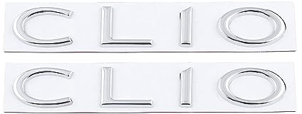 Insignia de coche Clio Adhesivo para la puerta trasera Emblema decorativo Logo (plata)
