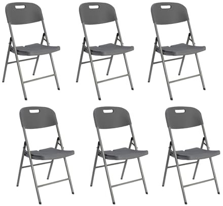 Solycarpa Pack 6 Sillas Plegables, Silla de Comedor, Silla Plegable de Metal y PVC, Estructura Metálica Resistente y Ergonómica- Ideal para Restaurante, Cocina, Salón, Eventos y Bodas - Sol y Carpa