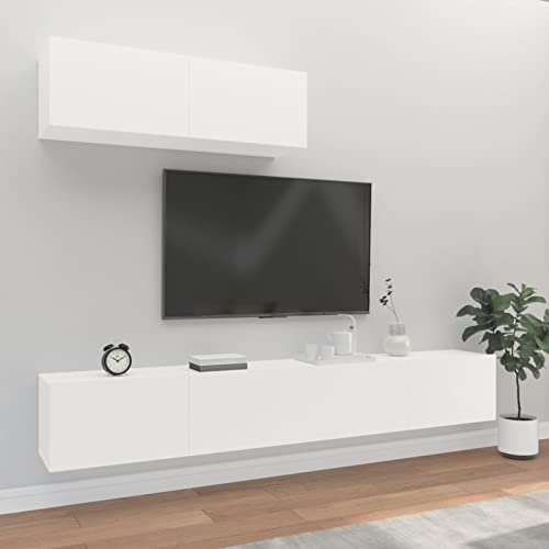 Festnight Muebles de Salón Moderno 3 pzas Mueble salón Modular Conjunto Completo Mueble TV Mueble de Pared para TV Mesa de TV Colgante Mueble de TV Flotante Blanco