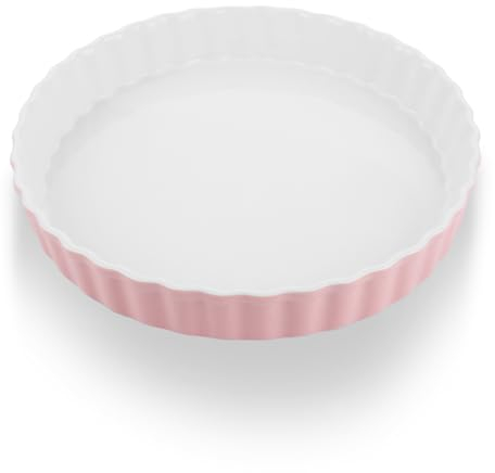 Oungy Teglia per quiche in ceramica, diametro 25 cm, rotonda, per torte, in ceramica, 26 x 26 x 4 cm
