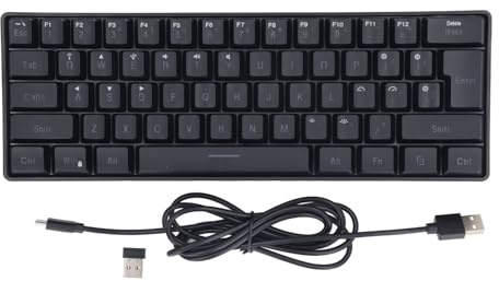 3 i 1-design, RGB-belysning, Lång Batteritid Trådlöst Tangentbord 61 Nycklar för Bärbar Telefon Surfplatta (BLACK)