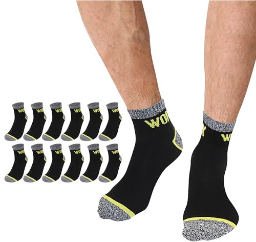 Lakpoau Chaussettes Homme 39-42 Chaussettes de Travail Homme 12 Paires Chaussette Homme WORK SOCKS Socquettes Homme Classiques BL-39_42-12
