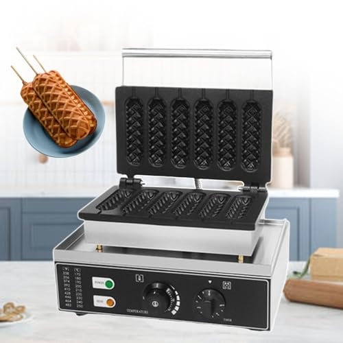 pealiritansemen Máquina para Hacer Gofres Y Perritos Calientes, 1550 W, Antiadherente, Eléctrica, para Hacer 6 Rollitos De Salchicha para El Desayuno, Tiempo Y Temperatura De Calentamiento Ajustables