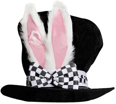 Sombrero de conejo negro – Sombrero de terciopelo de 24 x 30 cm, sombrero creativo con orejas de conejo, sombrero de orejas de conejo, sombrero de terciopelo de Pascua, sombrero de felpa de conejo