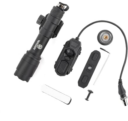 GLECTICAL GT-600c Tactical Torch Flashlight, 600 Lumen Tactical LED Torch | With pressure pad and tail push button triple switch, for 20mm picatinny rail, Lightweight,black