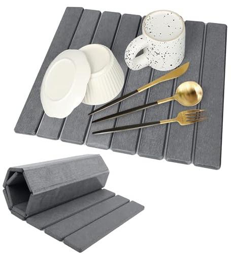 TFLPUO Stone Drying Mat, Quick Dry Stone Dish Drying Mat Foldable Kitchen Sink Drainer Mats for Counter Worktop 40 X 30 cm