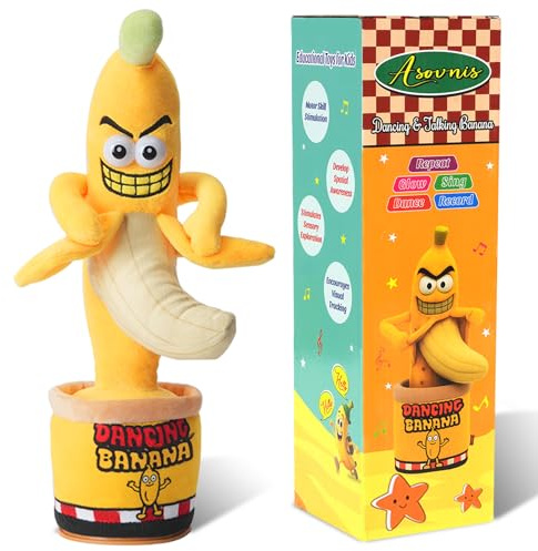 Asovnis Interactive Talking Dancing Banana Toy Repeats What You Say