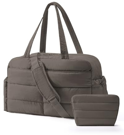 bagsmart 31L Travel Gym Duffle & Wet Pocket, Weekend Overnight Carry on Bag | Overhead Cabin Bag for Women, Holdall with Laptop Compartment, Trolley Sleeve, Puffy Padded