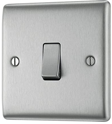 BG Nexus NBS Range Brushed Steel Switches & Sockets - Full Range of Matching Items (1 Gang, 2 Way Light Switch)