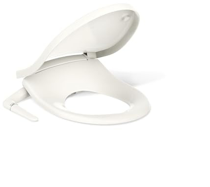 Kohler PureWash M250 Manual Bidet Toilet Seat, Round & Low Profile, Non- Electric, Adjustable Water Pressure, Self Cleaning, Quiet-Close, Easy Installation, Biscuit