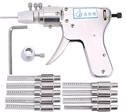 Dietrich-Pistole zum Öffnen von Türschlössern, mit 9 Schlüsseln