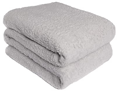 Brentfords Teddy-Fleece-Decke, großer Überwurf über dem Bett, Plüsch, superweich, warm, Sofa-Tagesdecke, Silbergrau – 125 x 150 cm