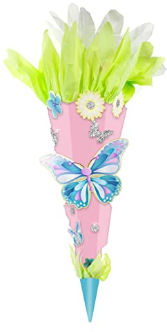 goldbuch 97 723 Schultüten-Bastelset Schmetterlinge, 3D Zuckertüte ca. 70 cm, Schultüte zum Basteln und Gestalten, Geschenktüte für Jungen und Mädchen, aus Karton, zur Einschulung und Schulanfang