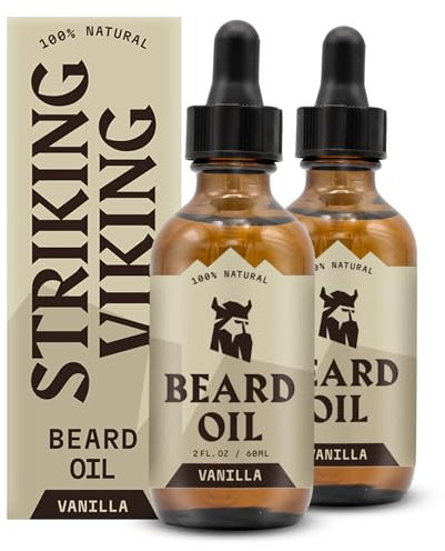 Striking Viking Vanille-Bartöl-Set - 60 ml, 2er Pack - Pflegendes Bartöl mit Duft & Jojoba-, Argan- & Mandelöl für Bartwachstum & Geschmeidigkeit