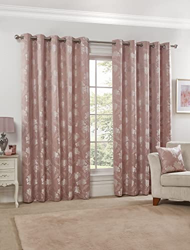 Emma Barclay Blossom - Lined Eyelet Jacquard Curtains in Blush Pink - Width 46 x Drop 54 (116 x 137cm)