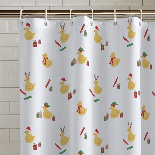 Catherine Lansfield Christmas Quacker 180x180cm Shower Curtain White