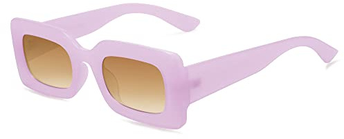 SOJOS Kids Rectangle Nude Purple Sunglasses for Girls Toddler Baby Age 1-2 UV400 Protection Trendy Chunky Glasses SK5612 Purple Frame Brown Lens