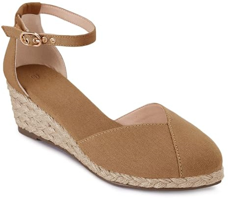 Juliet Holy Womens Espadrilles Sandals Closed Toe Platform Ankle Strap Casual Summer Wedges