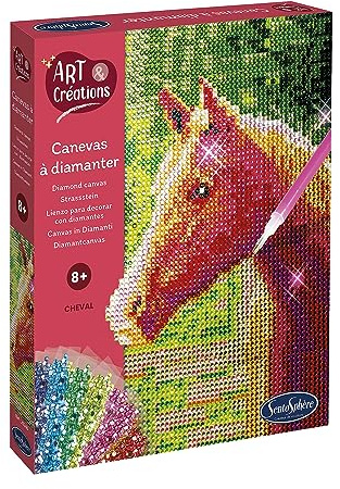 Sentosphère 3920240 Bastelset Strassstein-Bild, Motiv Pferd, Kreativ-Set, DIY für Kinder und Erwachsene