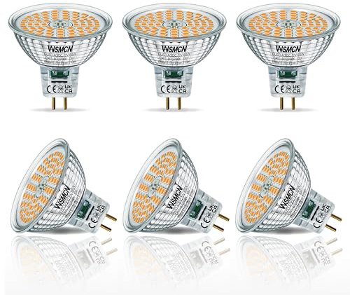 WSMCN MR16 GU5.3 LED Bulbs, 6.5W Warm White 2700K Light Bulbs, 50W Halogen Bulb Equivalent, AC/DC12V Low Voltage Bulb, 615lm Spotlight Bulbs, Non-dimmable, 120° Beam Angle, Pack of 6