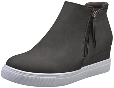 Botines con plataforma para mujer, color negro, con cuña, botas cortas, zapatos de moda, informales, novelas, informales, para mujer, zapatos de invierno, gris, 39 EU