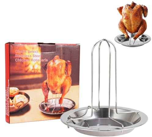 Support de Poulet Pliable,Acier Inoxydable Support à Poulet,Vertical Rôtissoire à Poulet,Support à Poulet Barbecue Amovible,pour rôtir et Griller du Poulet Poisson,pour Les Camping extérieur Barbecue