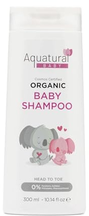 Aquatural Organic Baby Shampoo, Plant-Based, Vegan & Gentle, Moisturizing, Baby Essentials for Newborn and Toddler, Suitable for All Skin Type 10.14 Fl Oz