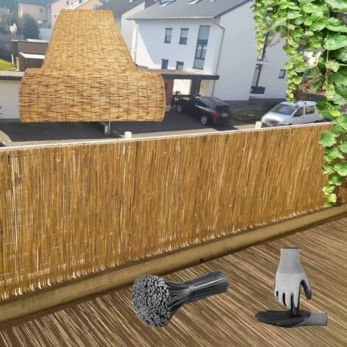 Valla De Caña Natural, Brezo Ocultacion Mimbre Rollo 80 120 160 180 200cm Cañizo Jardin Ocultacion para Tapar Barandilla De Balcon Valla Privacidad Cubrir Balcon