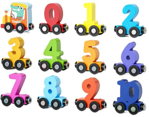 Tren De Madera - Juguete Educativo Temprano Magnético,Juego De Aprendizaje De Colores Y Números para Niños De 1 A 3 Años Regalo Cumpleaños Relleno De Calcetín
