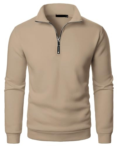 Men's Jumpers Quarter Zip Sweatshirts for Men UK Stand Collar Long Sleeve Pullover Plain Classic Fit Sweater Lightweight Work Sweatshirt Autumn Winter Warm Top Comfy Daily Wear