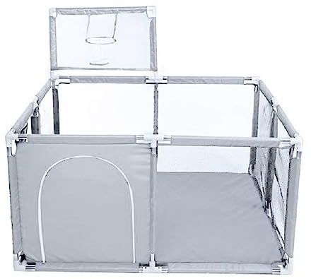 ALYIKOU Parque Infantil Bebe, Corralito Bebe 122cmx182cm,Parque infantil de seguridad resistente con malla supersuave y transpirable para niños de interior y exterior (gris 128x128cm)