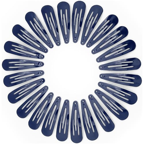 YISCOKO Hair Clips for Girls Women,2 Inch Snap Hair Clips,Snap Clips Kids Barrettes Girls' Navy Hair Accessories(24 PCS Navy Blue)