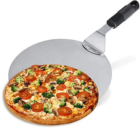 Cáscaras de pizza, 25,3 cm/9,96 pulgadas Paleta de pizza de acero inoxidable Bandeja de transferencia de pan para alimentos calientes Pala para hornear horno para herramienta de