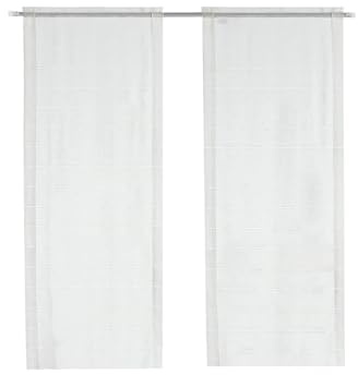 Cortinas romanas confeccionadas en mezcla de lino, semitransparentes y estilo chic para interiores, 2 paneles con bolsillo, color blanco, 45 x 240 cm