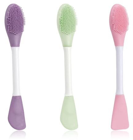 Funalix 3 stycken maskborstar av silikon, flexibel och mjuk ansiktsmaskborste för ansiktsmasker, rengöringsmask, serum och gör-det-själv-hudvård