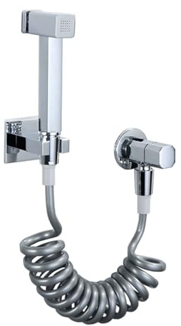 TYMYW Kit Doccetta per Bidet A Parete con Tubo e Supporto Spruzzatore Bidet Ottone con Valvola Ad Angolo Interfaccia G1/2