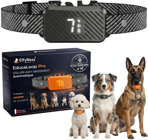 Collier Anti Aboiement Chien - Nouveau 2026 : Résultat Stop Immédiat - Automatique - Réglable - 3 Modes/7 Niveaux - Rechargeable - sans Douleur - Petits Gros Chiens - Electrique Anti-Aboiement