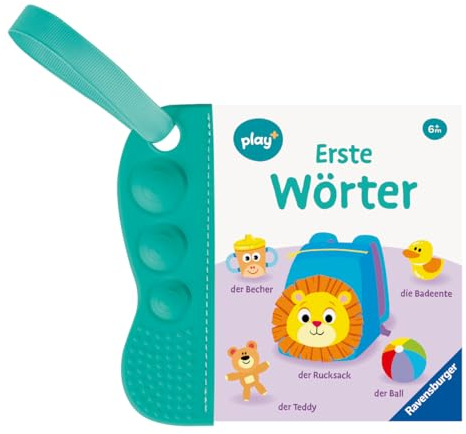 Ravensburger Play+ flip&pop: Erste Wörter (Mein allererstes Beißbuch), Baby-Buch ab 6 Monate, Badebuch mit Pop-Its: Mein allererstes Beißbuch