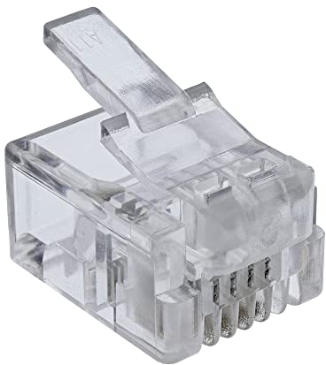 InLine 21397 Plug Modulare, Telefonico, Isdn a Crimpare su Cavo Piatto, Rj11, Nero