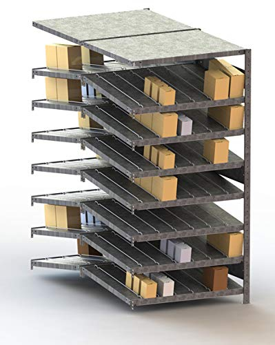 Schrägbodenregal Clip 14° S3 DAR 2000 x 1000 x 1000 (2 x 500) vzk kpl. (KANBAN) Doppelzeiliges Regal mit 16 Böden (230 kg Tragkr.)