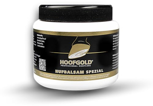 HOOFGOLD Hufbalsam Spezial – Huffett Pferd mit ätherischen Ölen, 2in1 Hufpflege bei Hufrissen, Strahlfäule & brüchigem Hufhorn – nährt, schützt & stärkt das Hufhorn – kaltgepresst - 500 ml