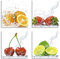 ARTLAND Wanddeko Küchenbilder Leinwand Bilder Set 4 teilig je 30x30 cm Quadratisch Wandbilder Obst Früchte mit Spritzwasser S6MJ
